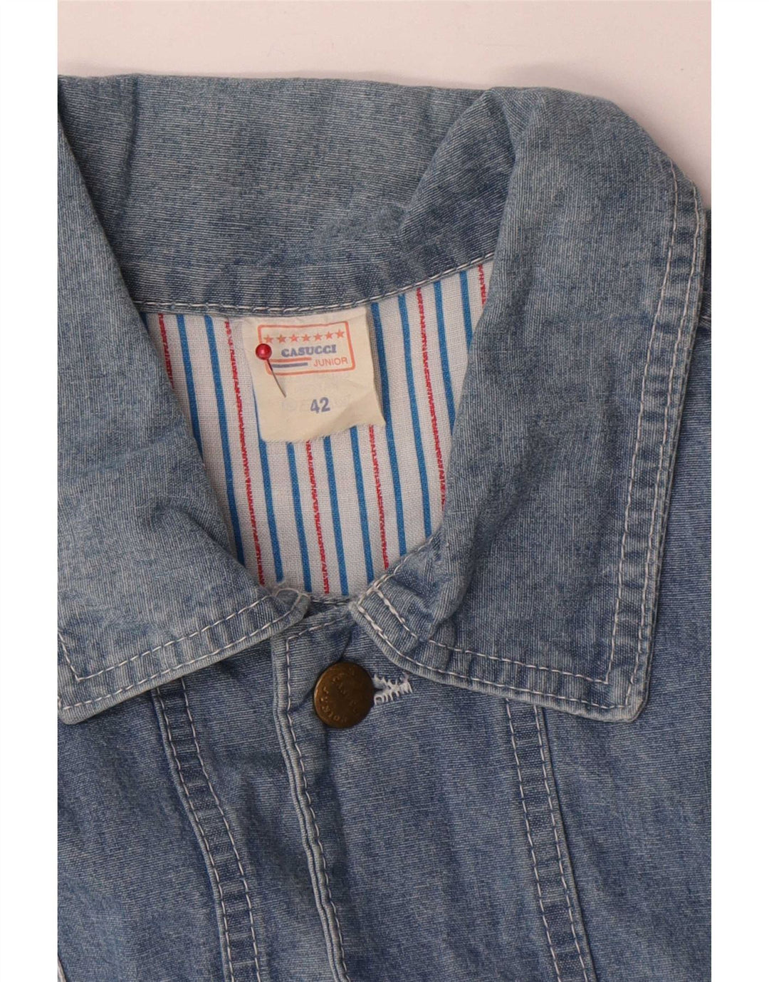 Casucci Damen Jeansjacke IT 42 Mittelblaue Baumwolle