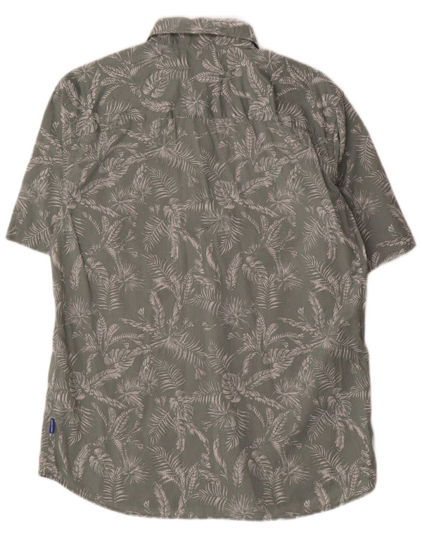 Jack & Jones Herren-Kurzarmhemd aus mittelgrüner Baumwolle mit Blumenmuster