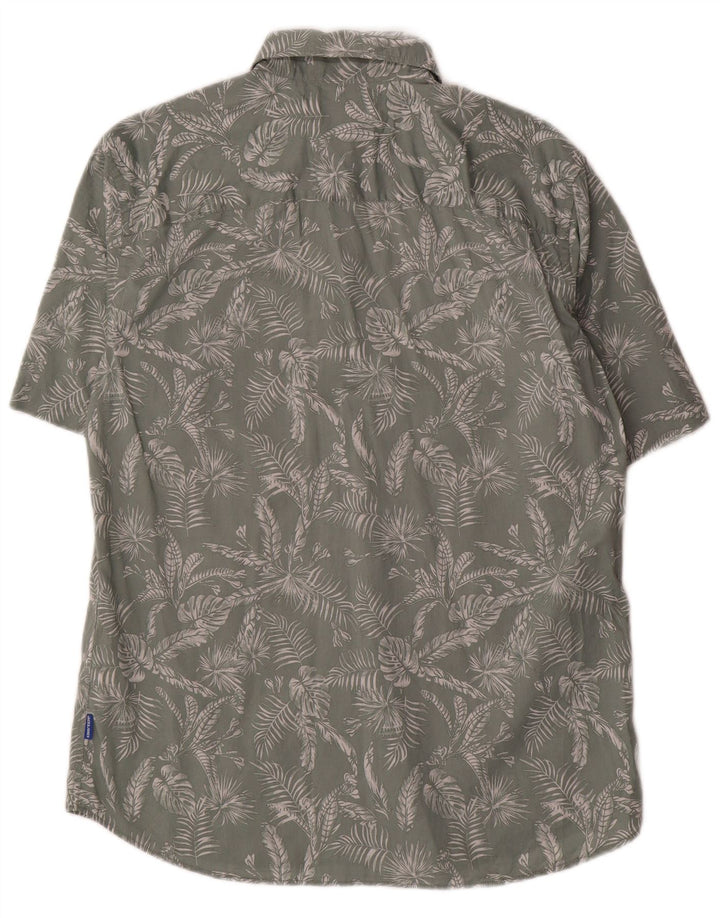 Jack & Jones Herren-Kurzarmhemd aus mittelgrüner Baumwolle mit Blumenmuster