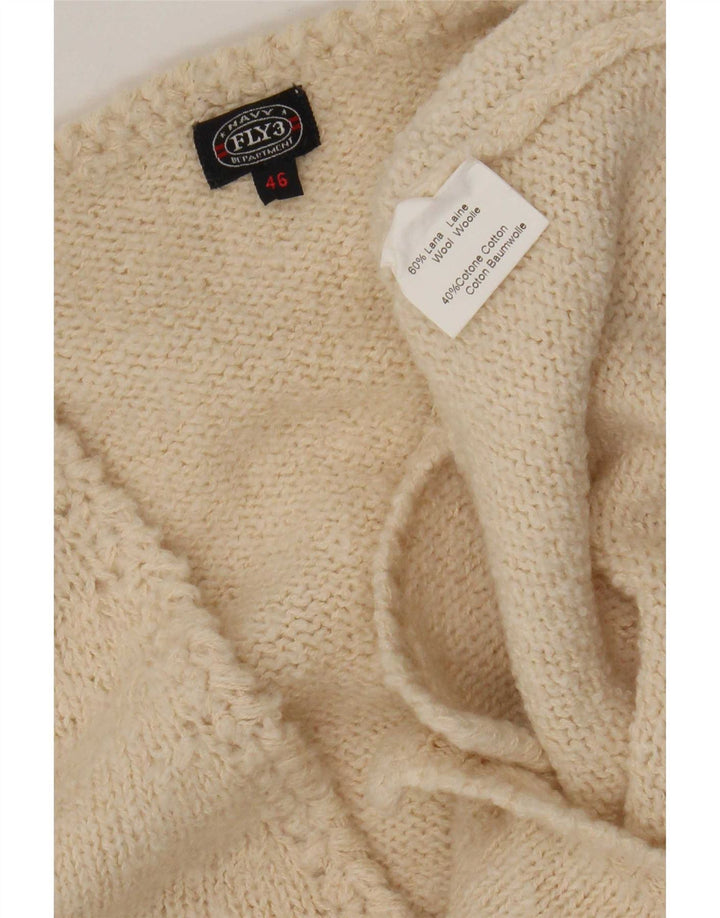 Fly 3 Womens Oversized Cardigan Sweater IT 46 Large Beige Wool