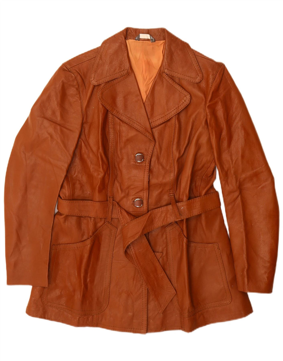 Vintage Damen Lederjacke UK 14 Mittelbraunes Leder