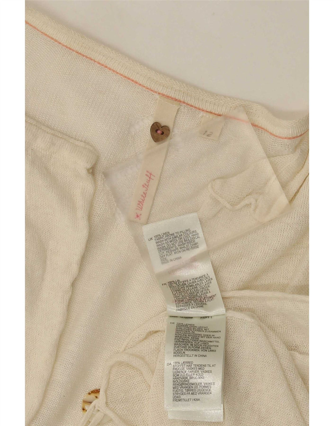 White Stuff Damen-Cardigan-Pullover UK 12 Medium aus Leinen