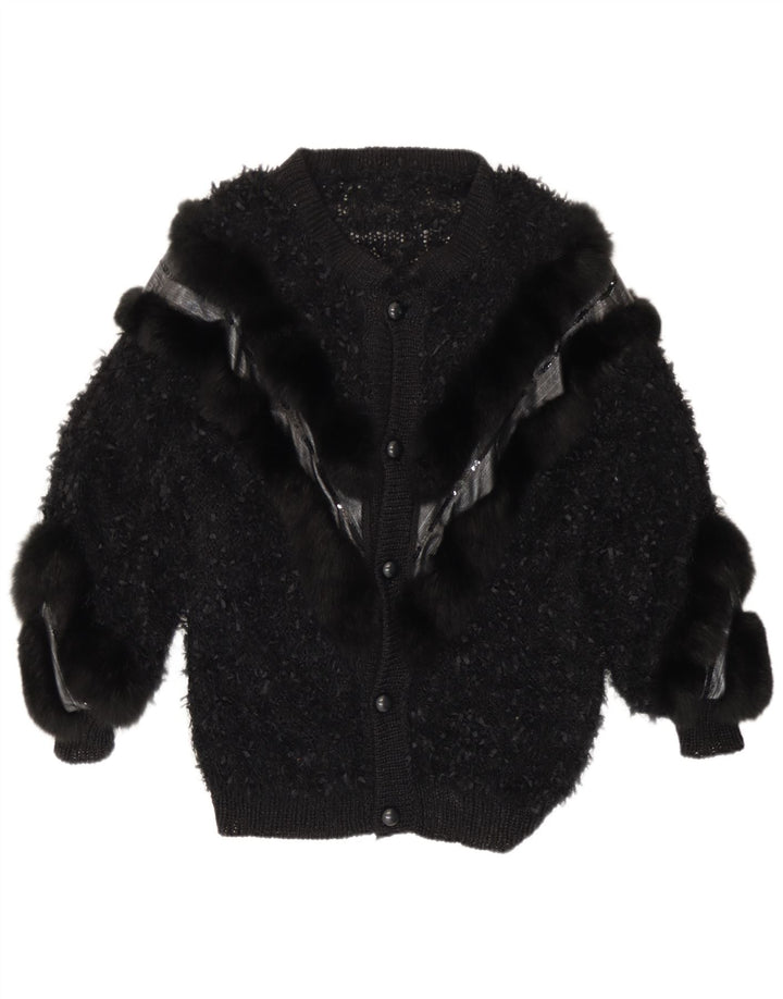 Vintage Damen Cardigan Pullover UK 16 Groß Schwarz