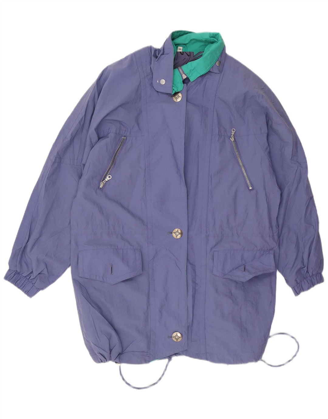 Marcel Clair Damen Übergroße Regenjacke EU 38 Mittelblaues Polyamid