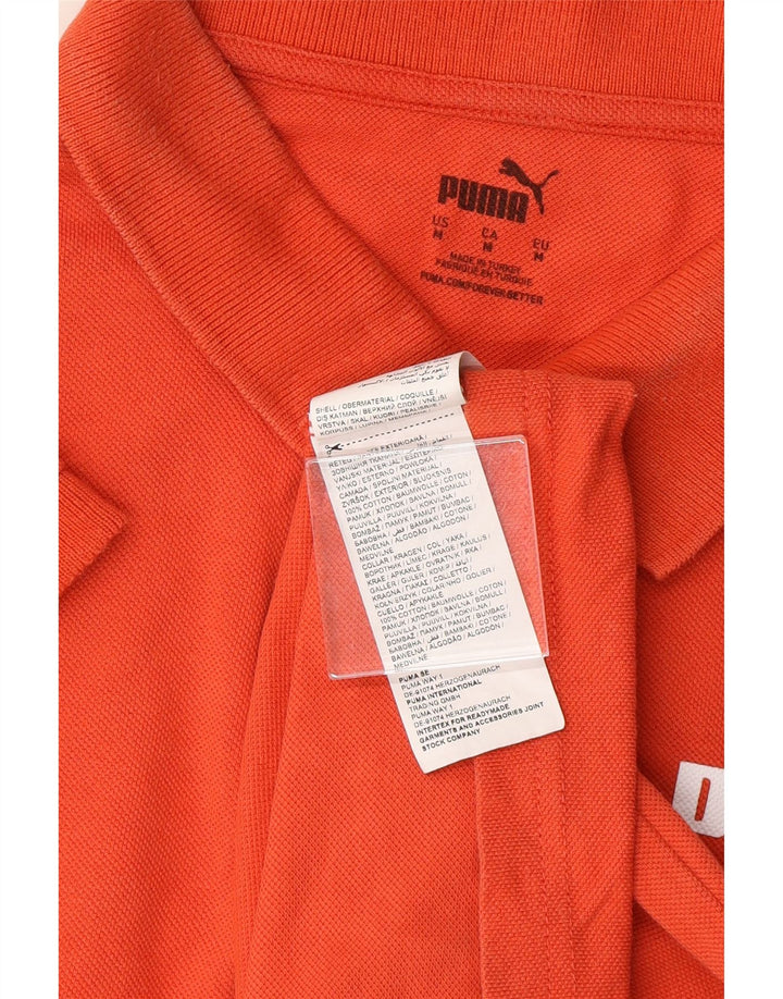 PUMA Mens Graphic Polo Shirt Medium Orange Colourblock Cotton Vintage Puma and Second-Hand Puma from Messina Hembry 