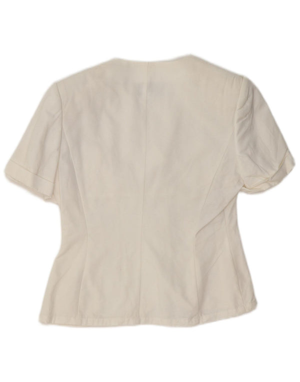Vintage Damen Kurzarm-Hemdbluse UK 10 Small White Cupro