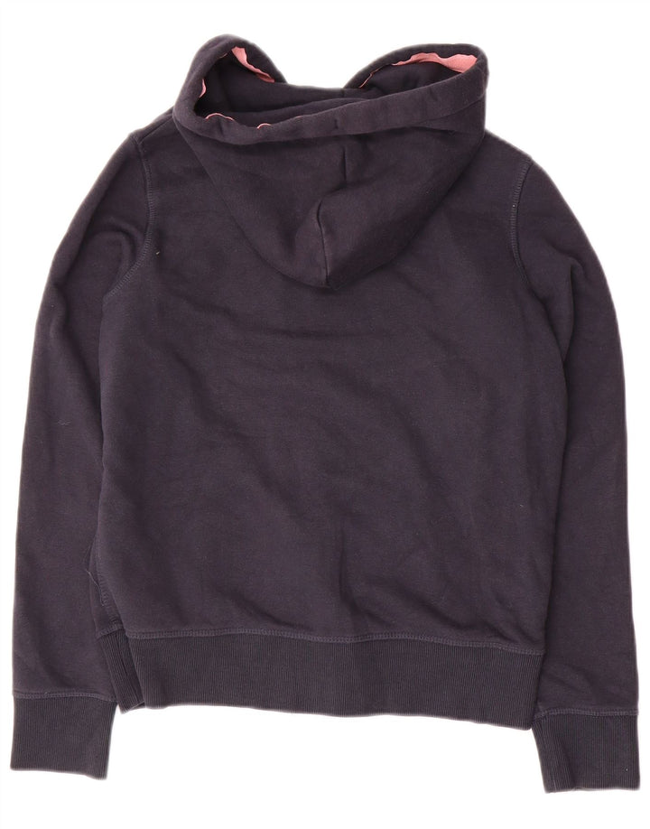 JACK WILLS Damen-Kapuzenpullover mit grafischem Reißverschluss, Gr. 8, Marineblau, Baumwolle