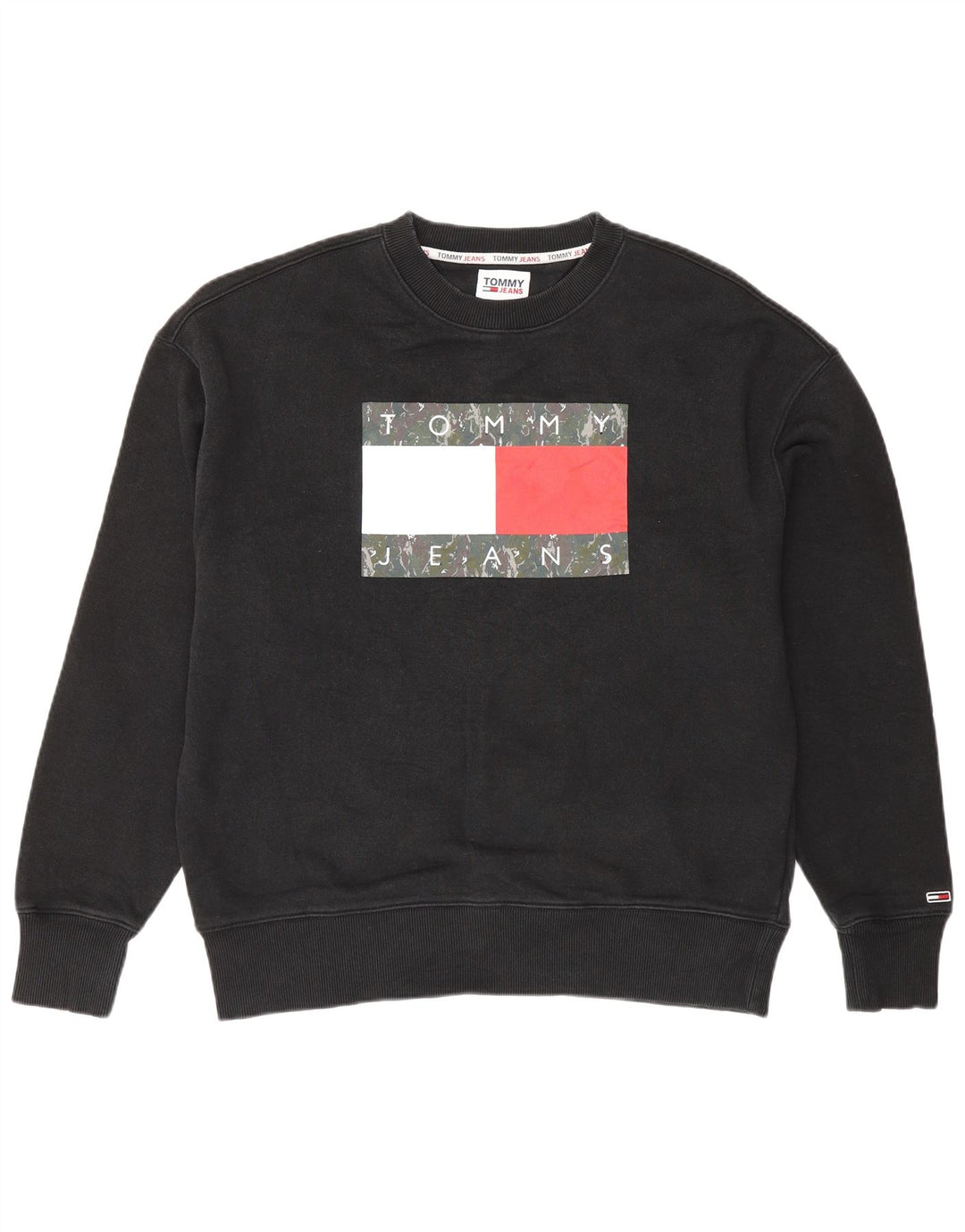 Tommy Hilfiger Herren-Sweatshirt mit Grafik, Größe S, Schwarz, Farbblock