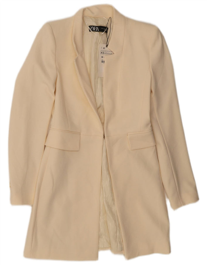 Zara Damen Mantel UK 6 XS Weiß Polyester
