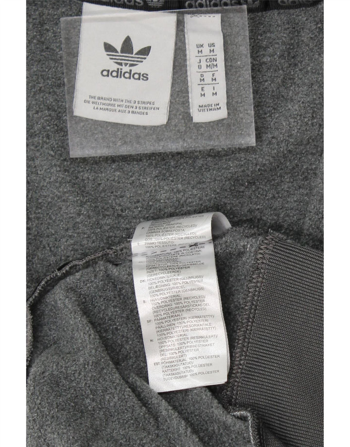 ADIDAS Mens Graphic Zip Hoodie Sweater Medium Grey Colourblock Polyester Vintage Adidas and Second-Hand Adidas from Messina Hembry 