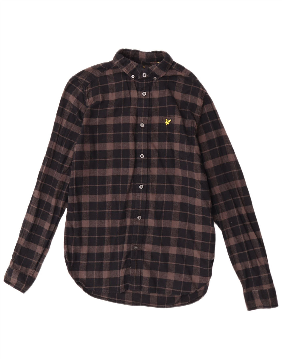 Lyle & Scott Herren-Flanellhemd, klein, braun, kariert, Baumwolle