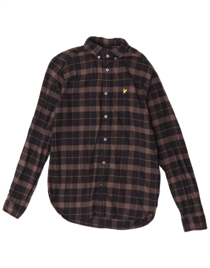Lyle & Scott Herren-Flanellhemd, klein, braun, kariert, Baumwolle