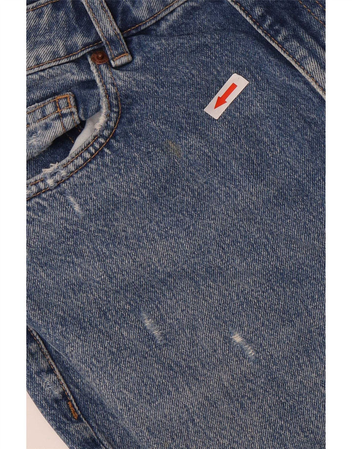 Zara Damen Distressed Straight Jeans EU 40 Medium W30 L27 Blaue Baumwolle