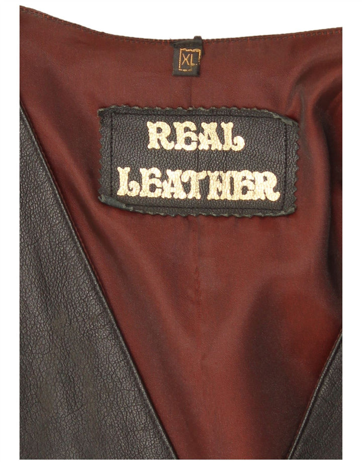 Vintage Herren Lederweste XL Schwarzes Leder