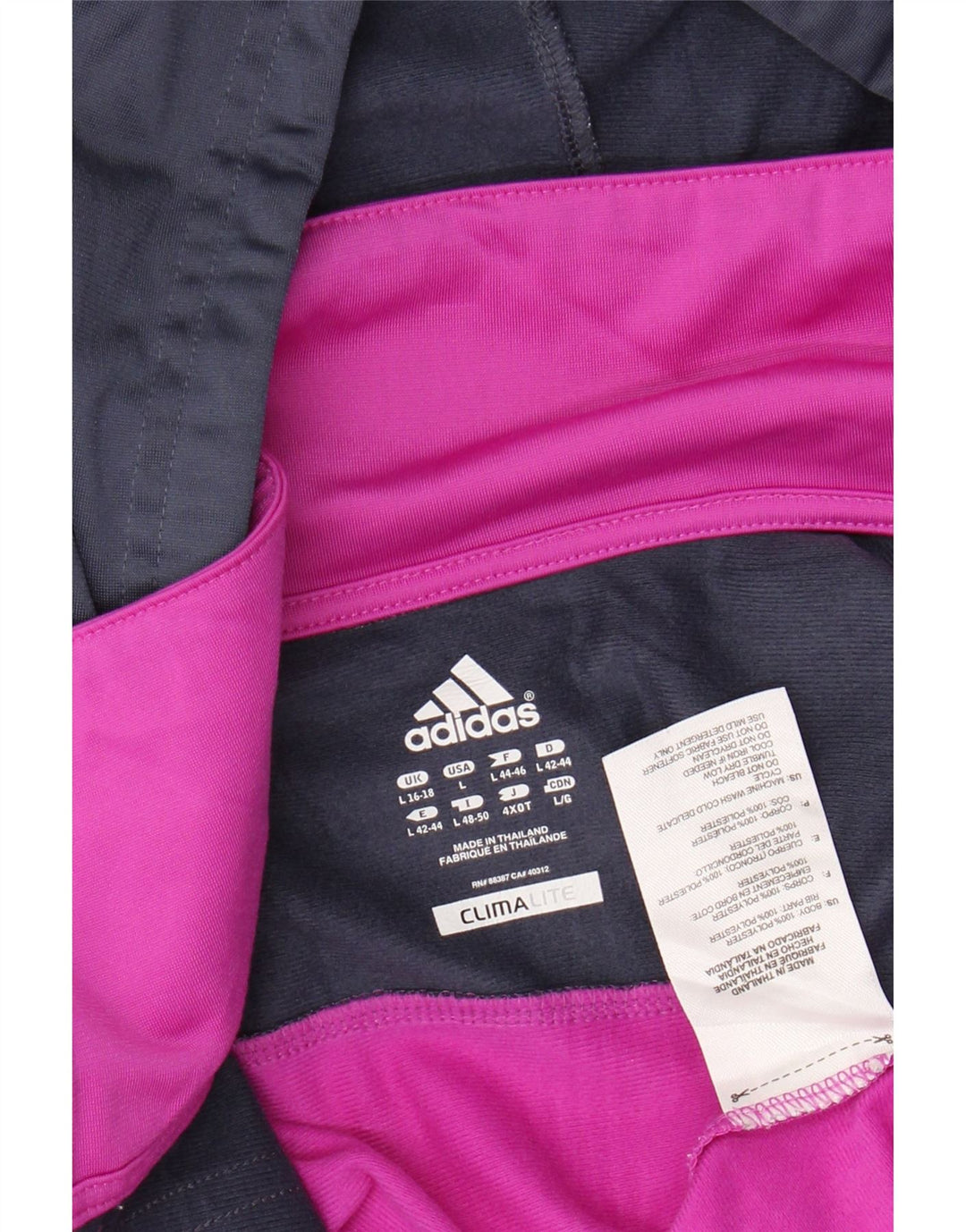 ADIDAS Damen Climalite Zip Hoodie Pullover UK 16/18 Large Pink Colourblock