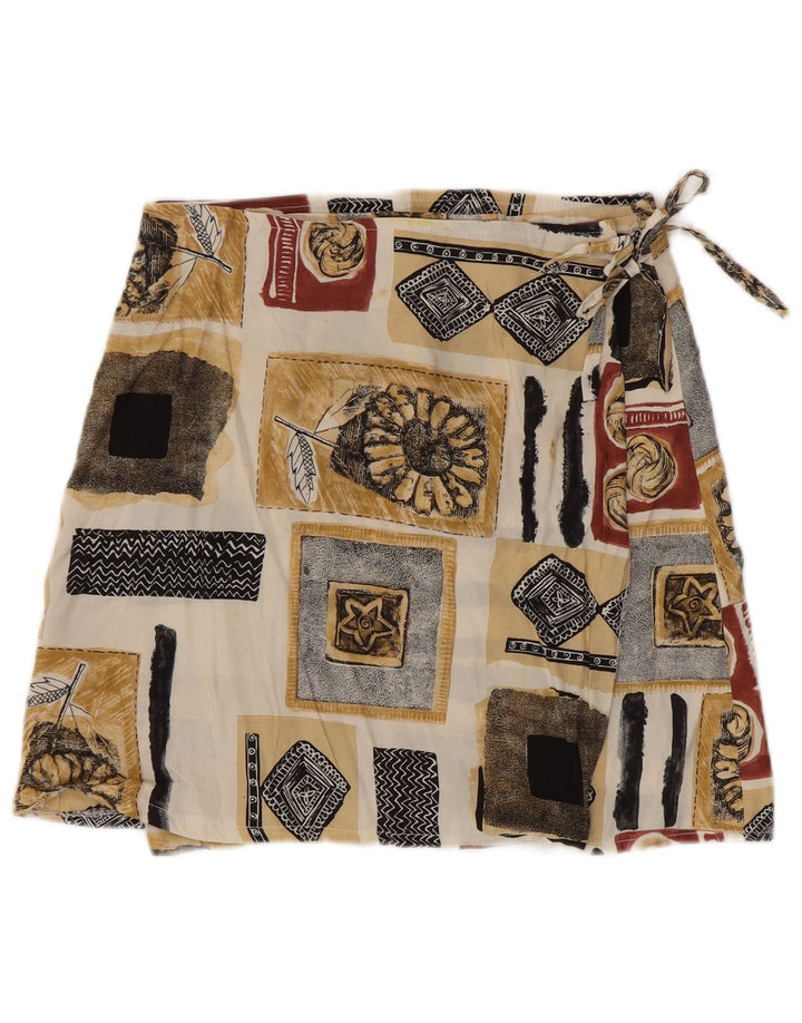 Vintage Damen Mini Wickelrock W28 Medium Mehrfarbig Patchwork Viskose