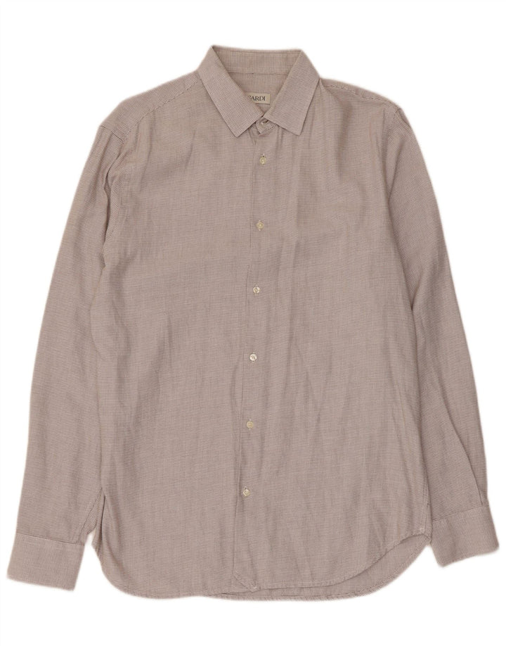 Trussardi Herren-Hemd mit normaler Passform, Größe 41, groß, graue geometrische Baumwolle