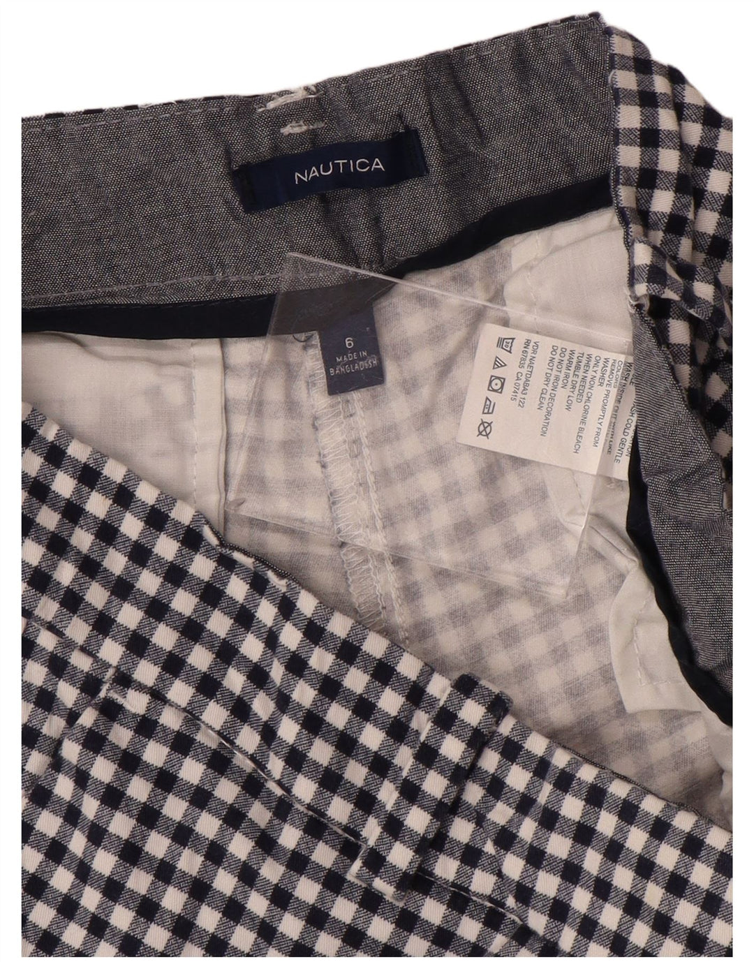 NAUTICA Damen Chino-Shorts US 6 Medium W32 Marineblaue Gingham-Baumwolle