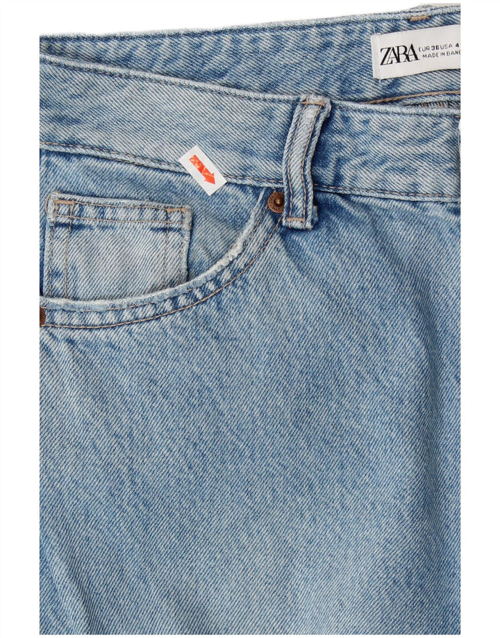 ZARA Damen Cargo Flared Jeans EU 36 XS W26 L32 Blaue Baumwolle