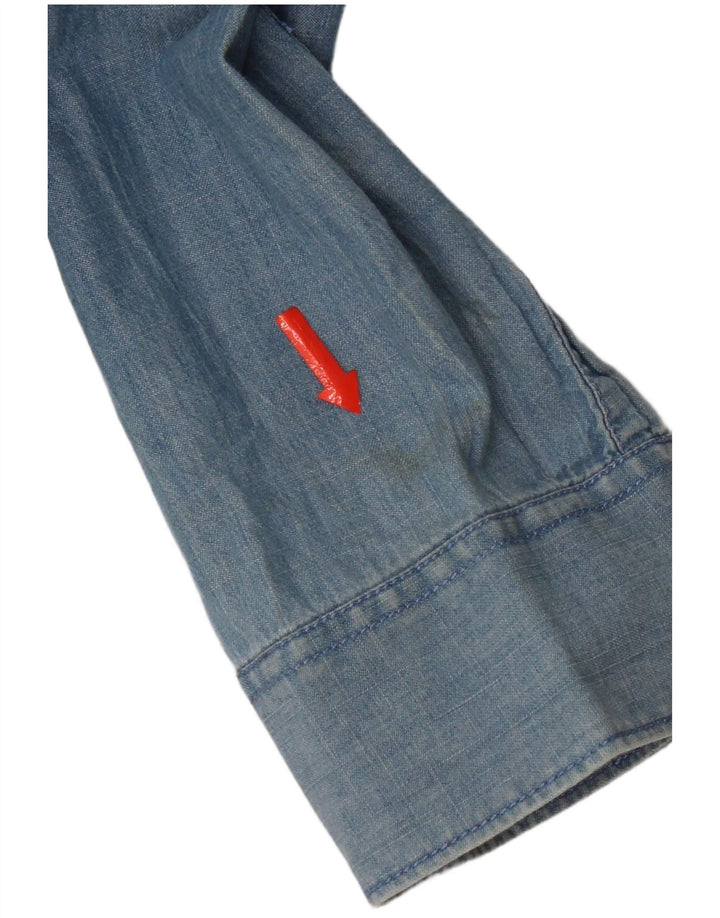 Penguin Herren Heritage Slim Fit Jeanshemd, groß, aus blauer Baumwolle