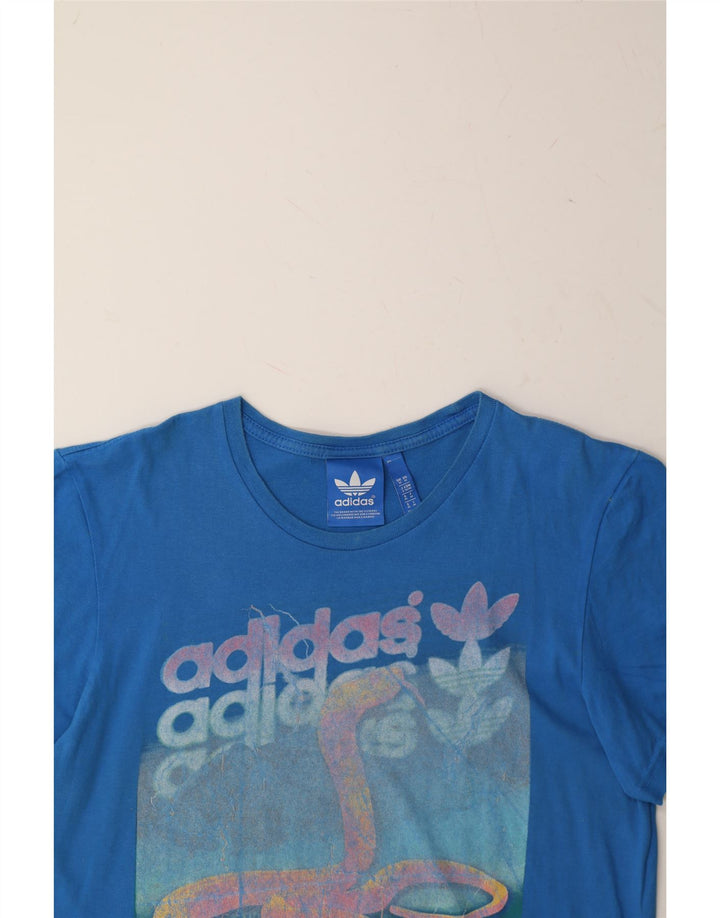ADIDAS Herren Grafik-T-Shirt-Oberteil aus mittelblauer Baumwolle