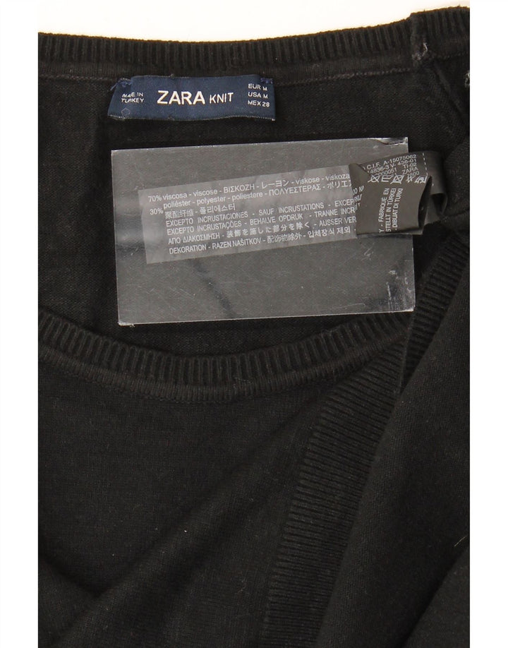ZARA Damen Übergroßer Pullover mit U-Boot-Ausschnitt, Gr. 14, Mittelschwarz