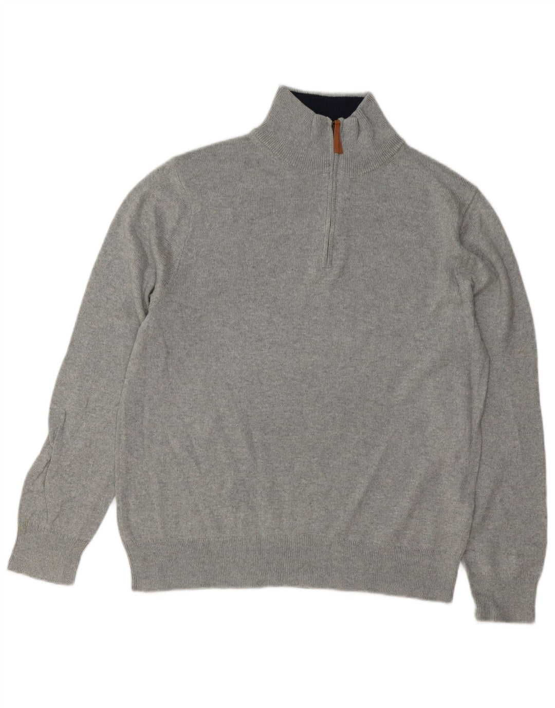 J. CREW Herren-Pullover mit Reißverschluss am Hals, große graue Baumwolle