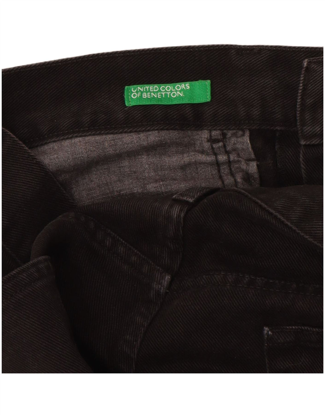BENETTON Herren Straight Jeans W34 L29 Schwarze Baumwolle