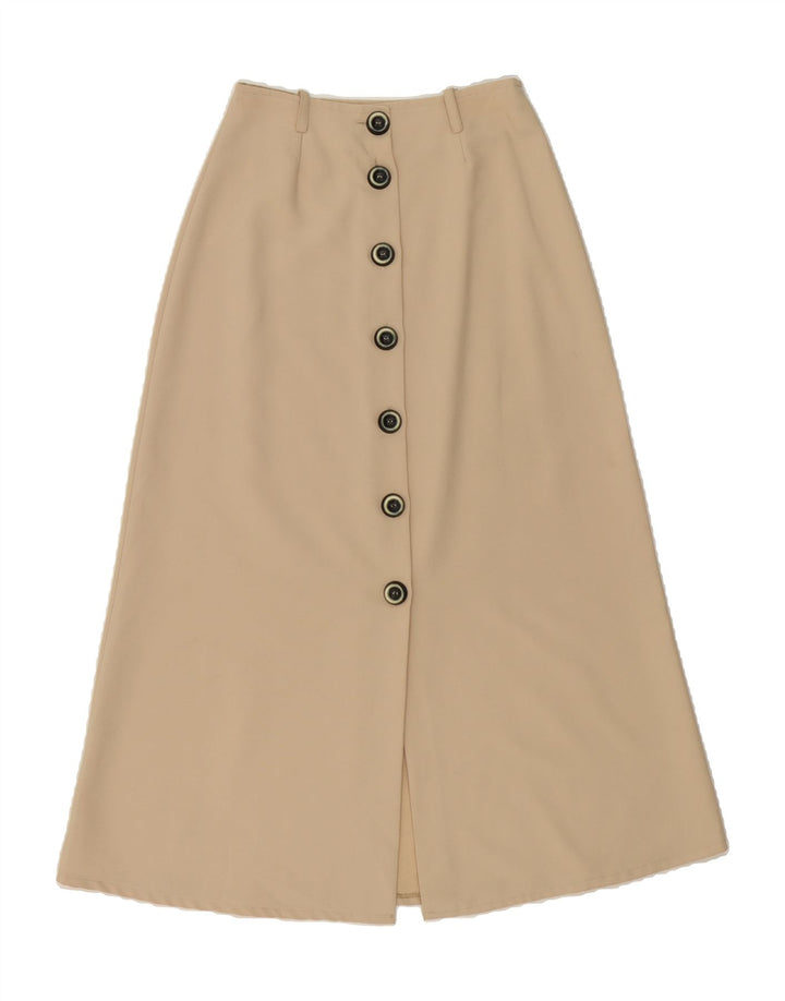 VINTAGE Womens High Waist Maxi Skirt IT 42 Medium W26 Beige Polyester Vintage Vintage and Second-Hand Vintage from Messina Hembry 