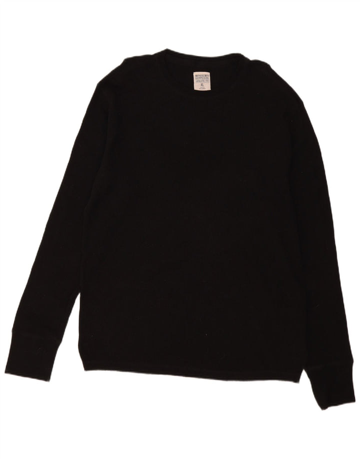 Mossimo Herren-Pullover mit Rundhalsausschnitt, XL, schwarze Baumwolle