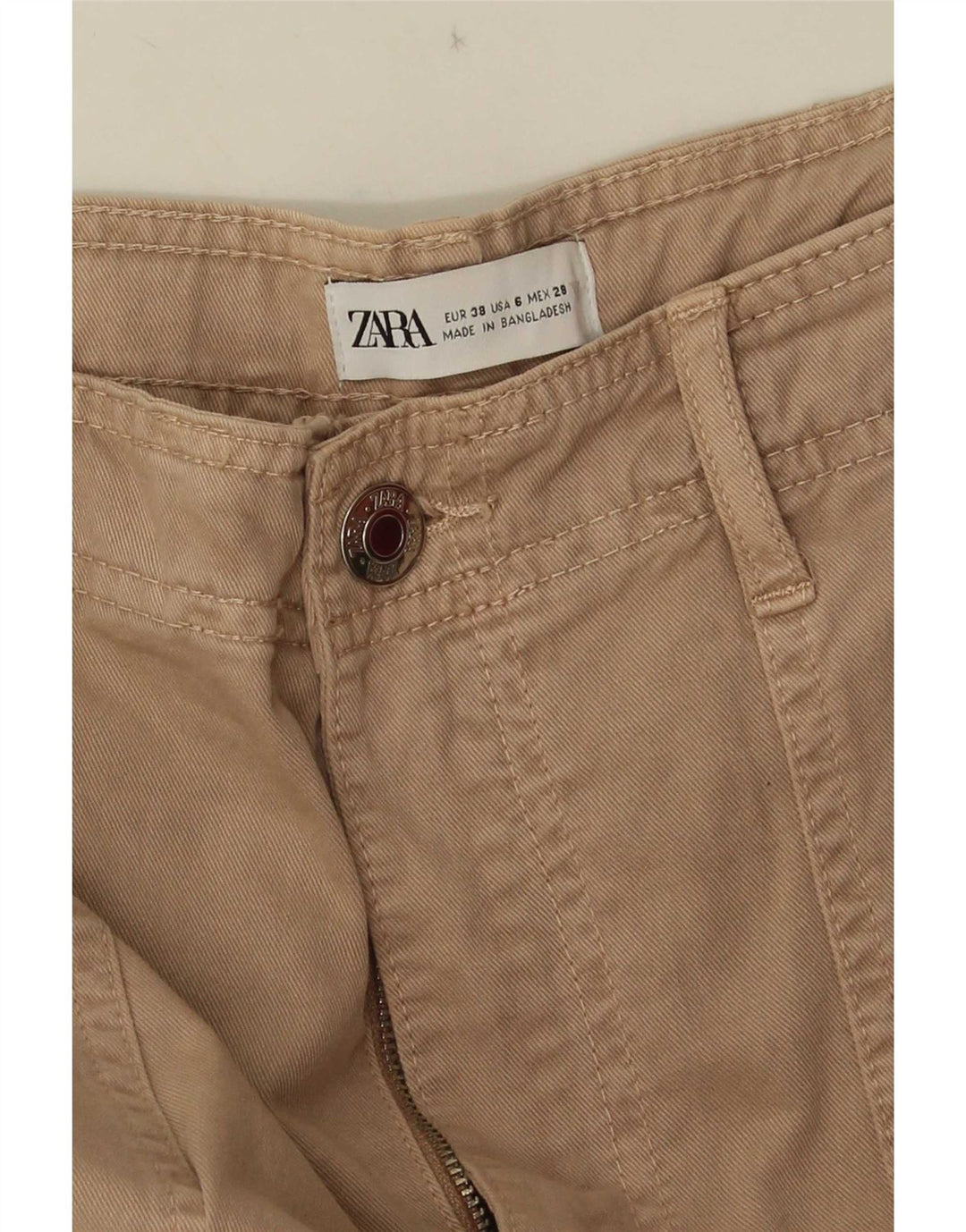Zara Damen gerade Cargohose EU 38 Small W28 L33 Beige