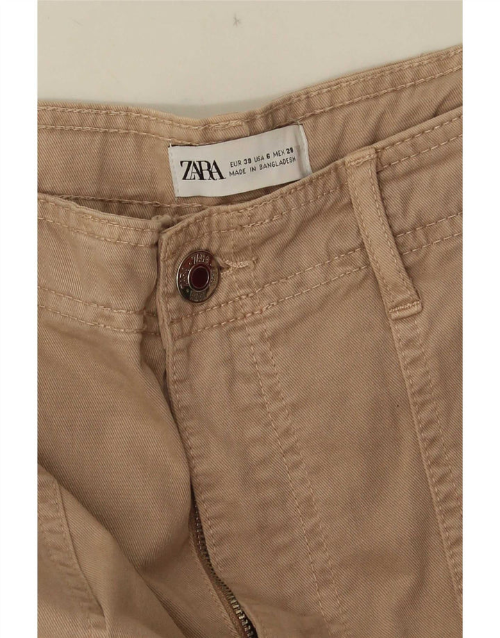 Zara Damen gerade Cargohose EU 38 Small W28 L33 Beige