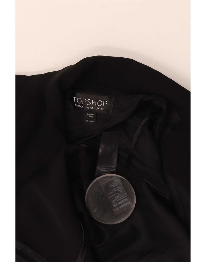 Topshop Womens Open Blazer Jacke UK 14 Large Schwarz Polyester