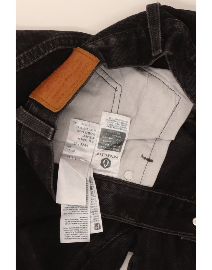 Levi's Damen 501 Straight Jeans W26 L32 Schwarze Baumwolle