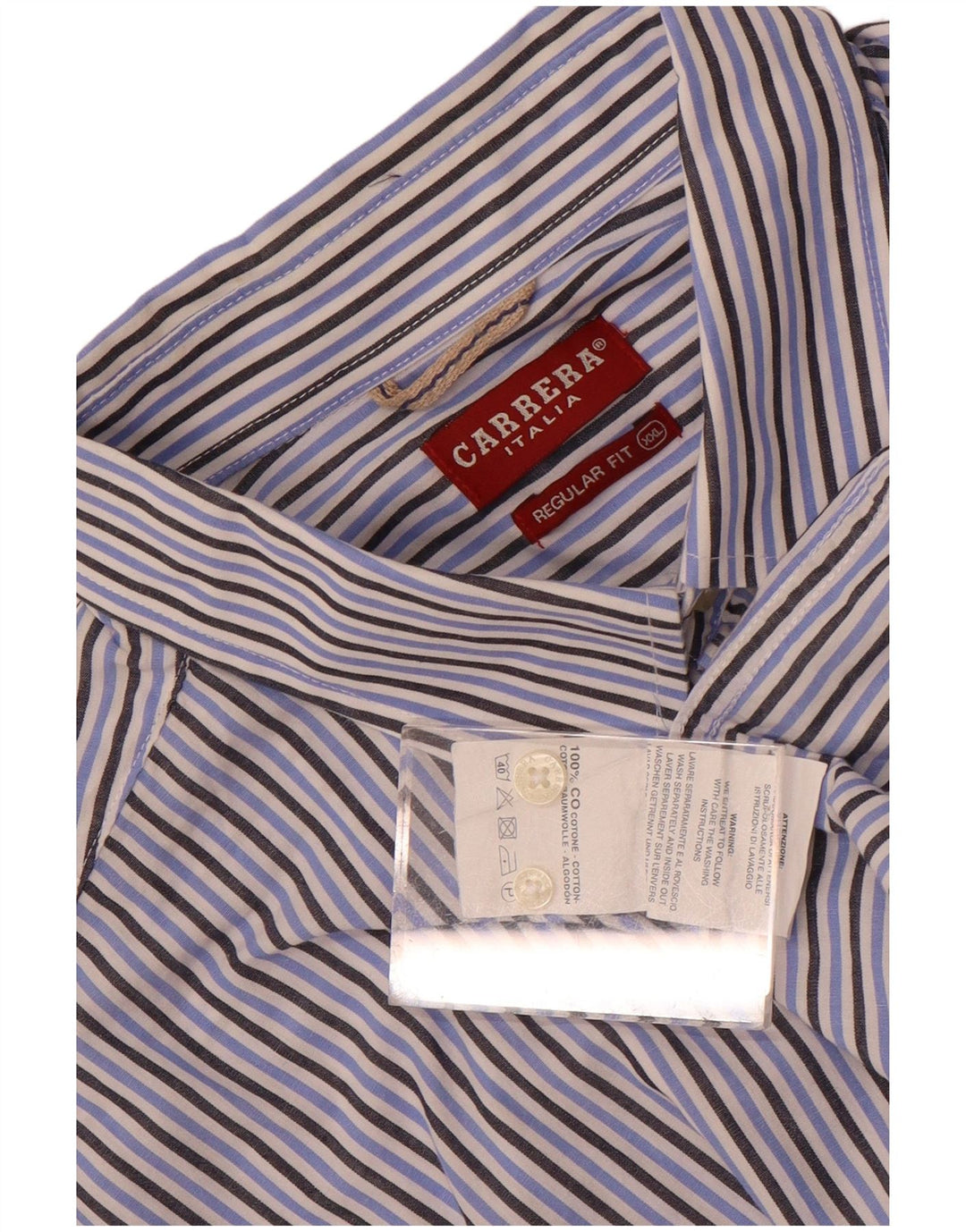 Carrera Herren Regular Fit Kurzarmhemd 2XL blau gestreift aus Baumwolle