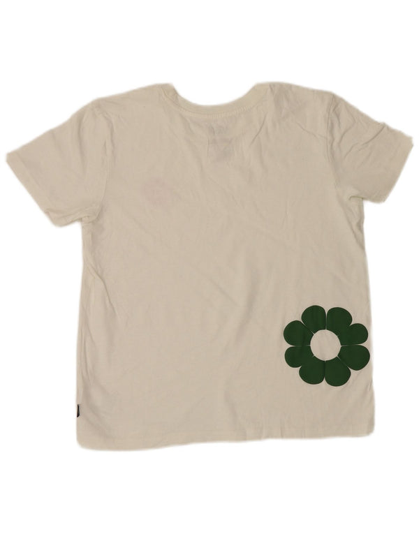 Vans Womens Graphic T-Shirt Top UK 14 Medium White Floral Cotton