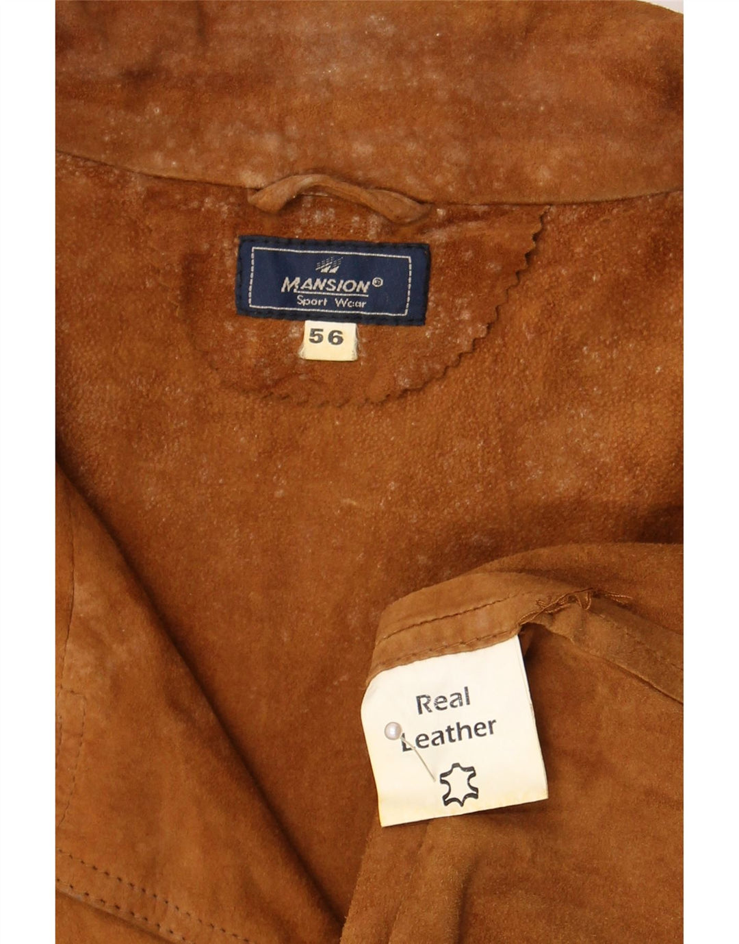 Vintage Herren Wildlederjacke IT 56 3XL Beige Leder