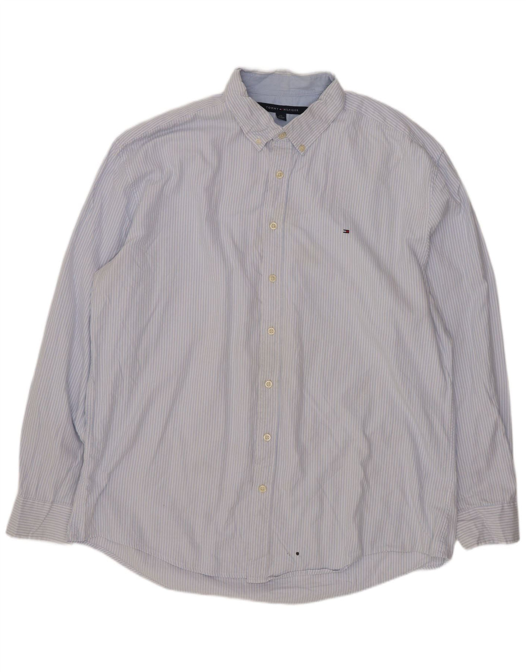 Tommy Hilfiger Herrenhemd 2XL blau gestreift aus Baumwolle