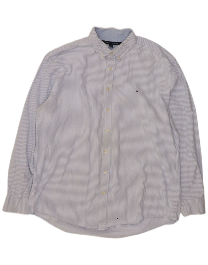 Tommy Hilfiger Herrenhemd 2XL blau gestreift aus Baumwolle