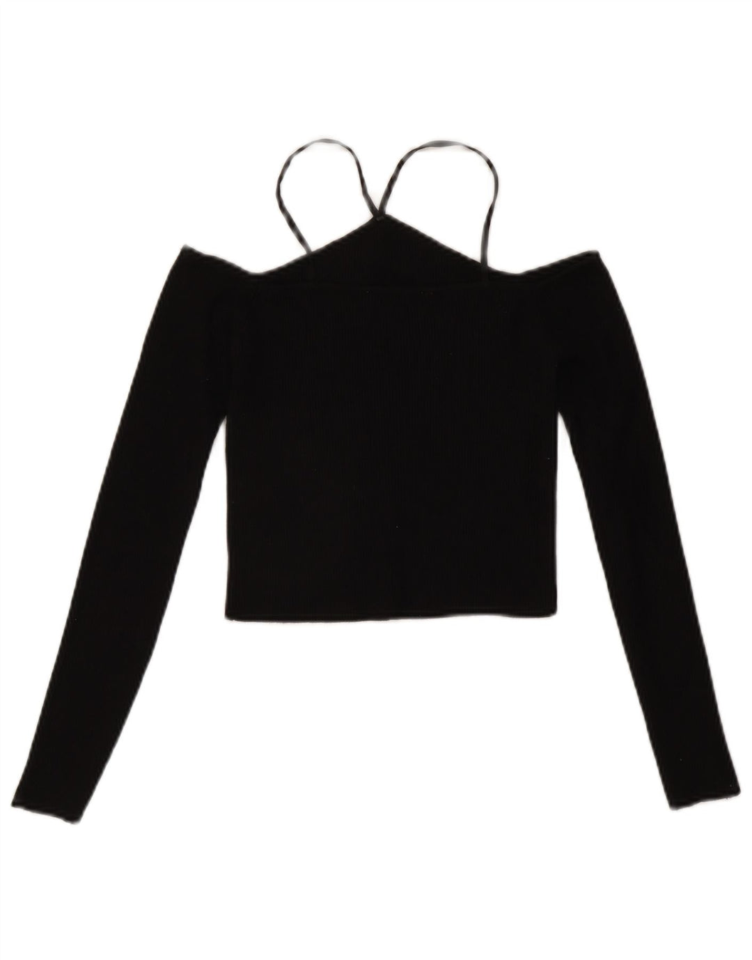 Langärmliges, schulterfreies Crop-Top von Zara für Damen, UK 12, Mittelschwarz, Viskose