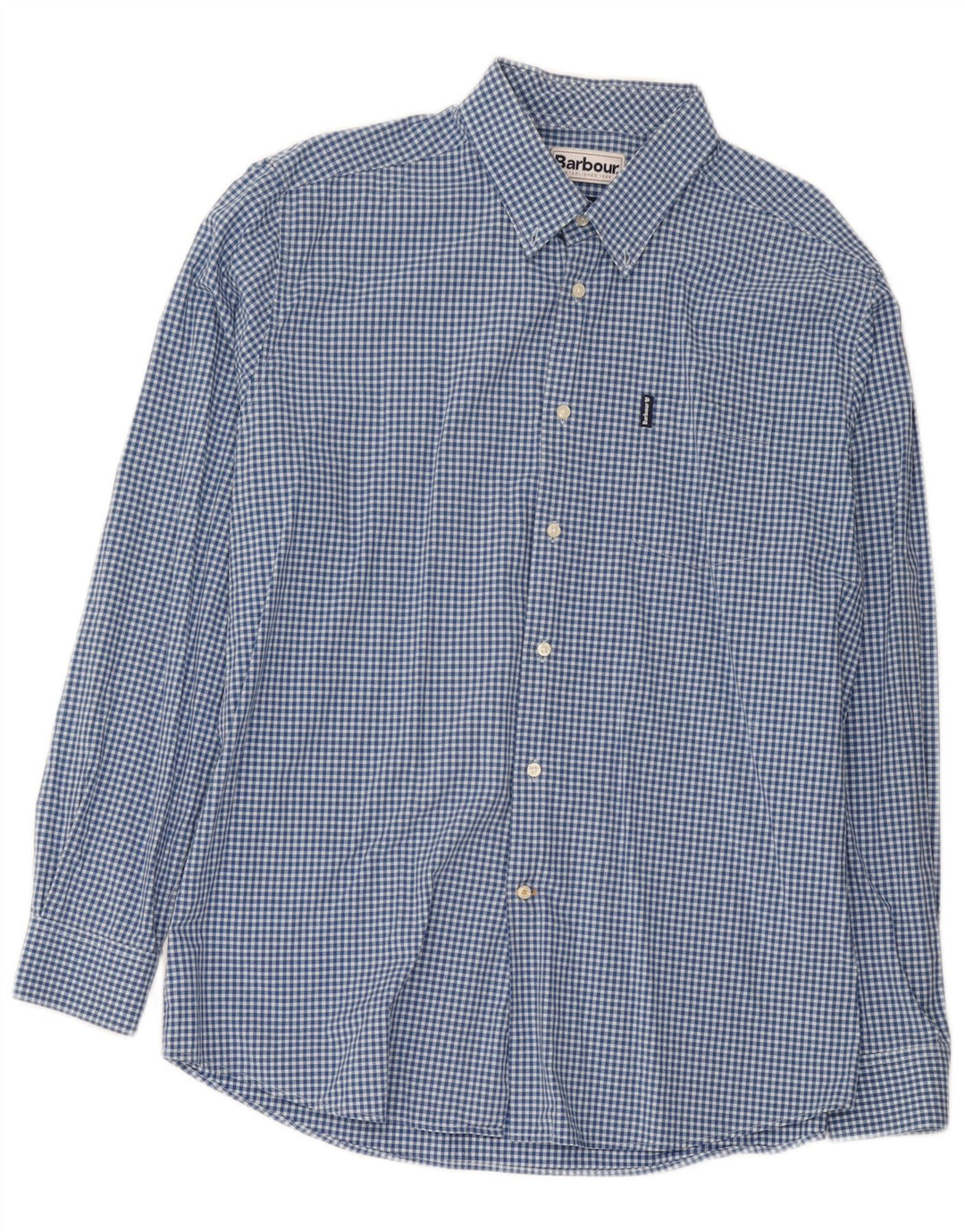 Barbour Tailored Fit Herrenhemd XL aus blauer Gingham-Baumwolle