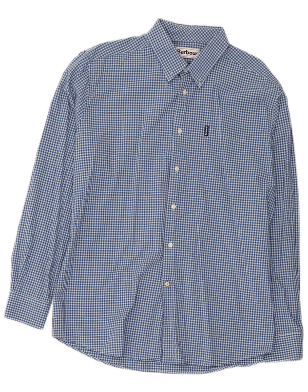Barbour Mens Tailored Fit Shirt XL Blue Gingham Cotton
