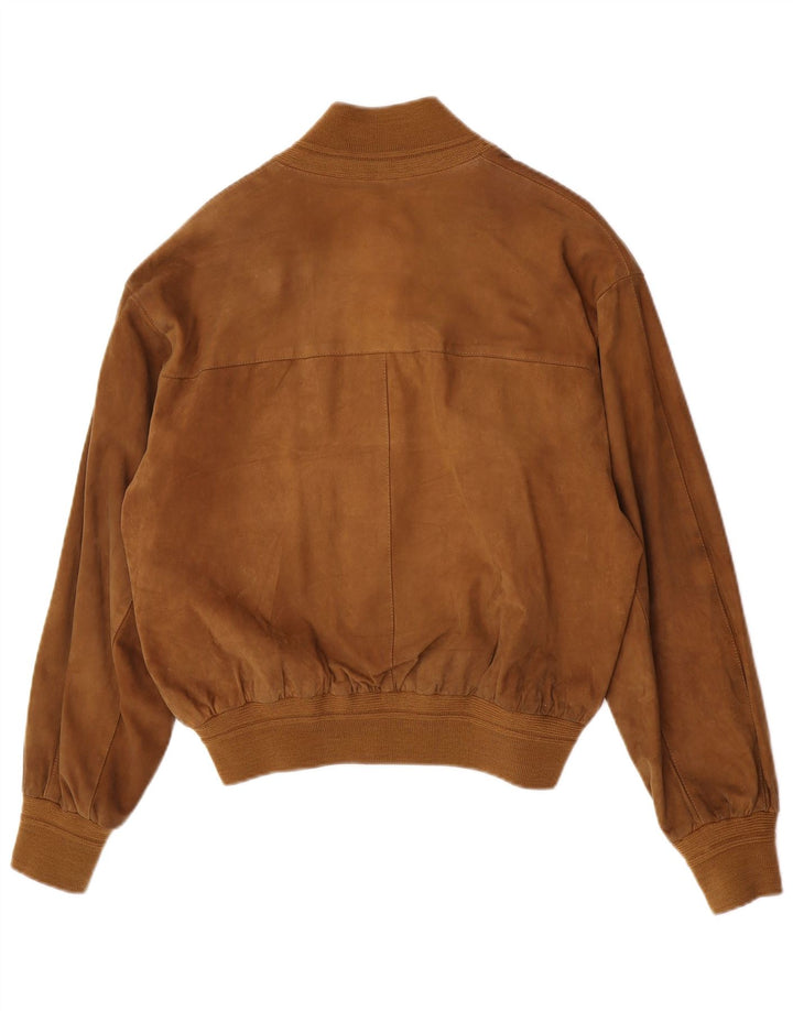 Vintage Damen Übergroße Wildleder Bomberjacke IT 44 Medium Beige
