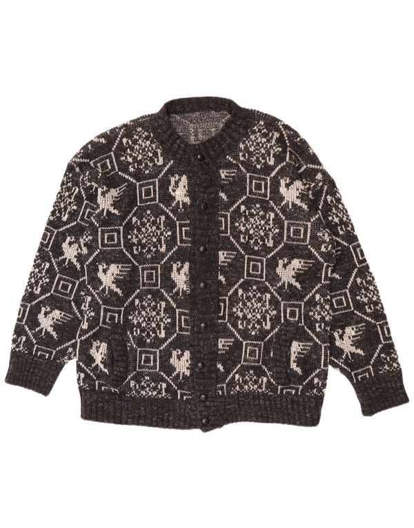 Vintage Herren Cardigan Pullover XL Grau Geometrisch