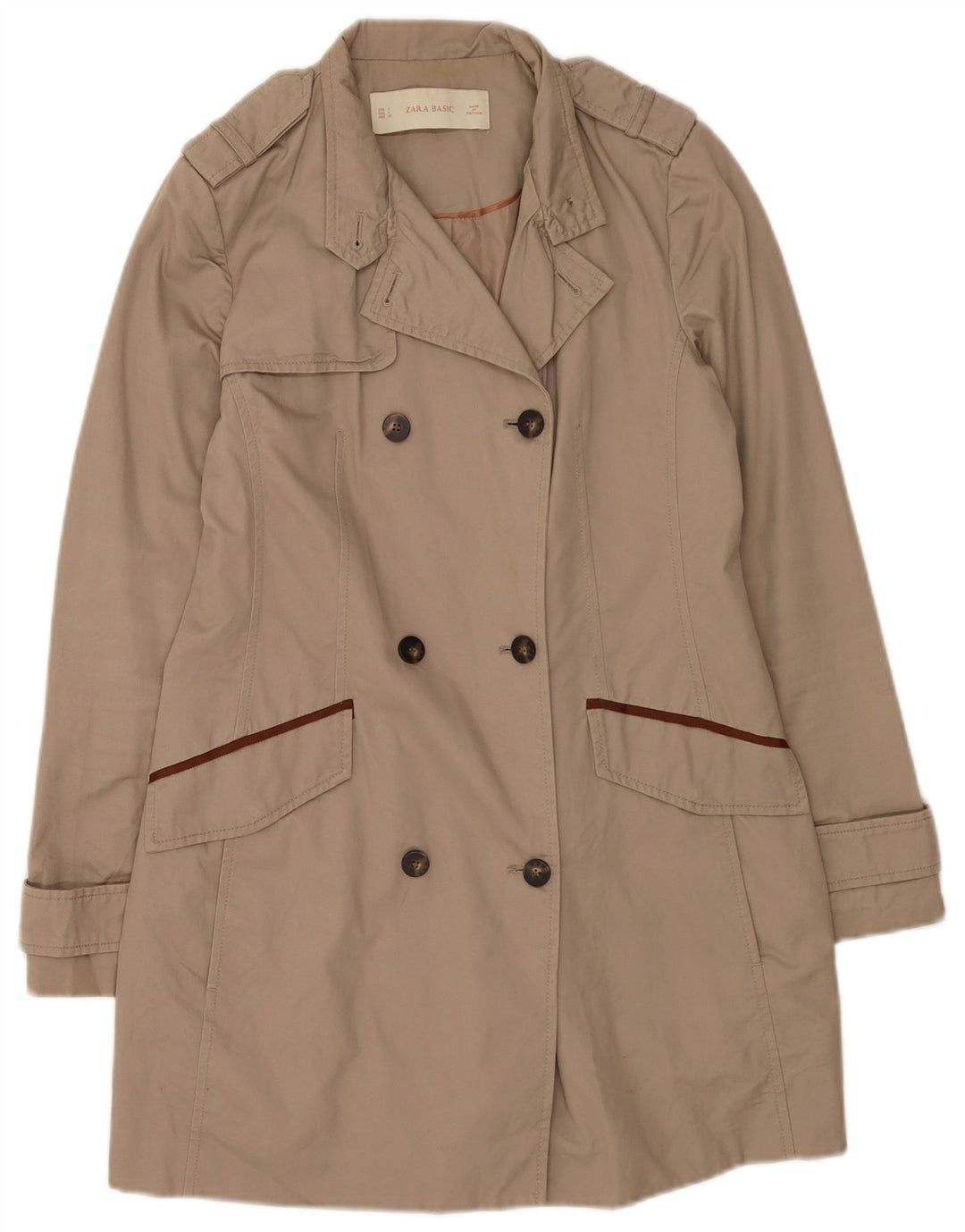 Zara Damen Trenchcoat UK 10 Small Beige Baumwolle