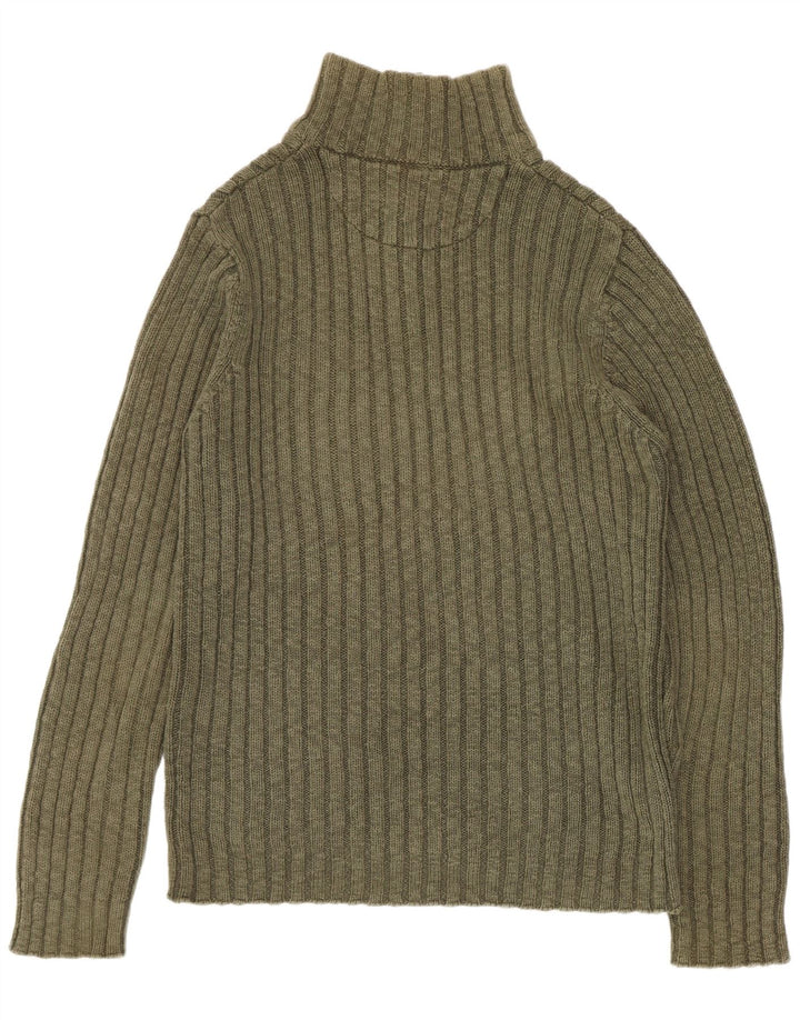 Marlboro Classics Herren-Pullover mit Reißverschluss am Hals, große Khaki-Baumwolle