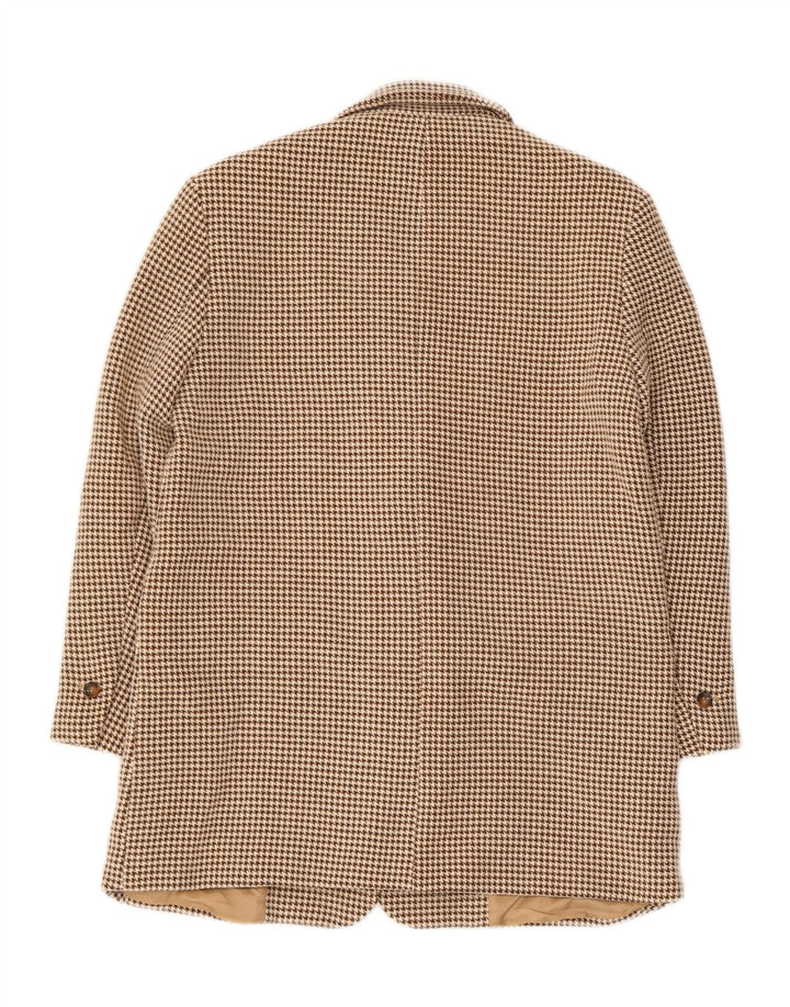 Zara Damen 2-Knopf-Blazer in Übergröße, Gr. 6, XS, beige Hahnentrittmuster