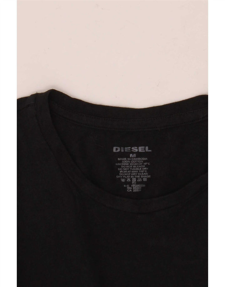 Diesel Herren T-Shirt Top Medium Schwarz Baumwolle