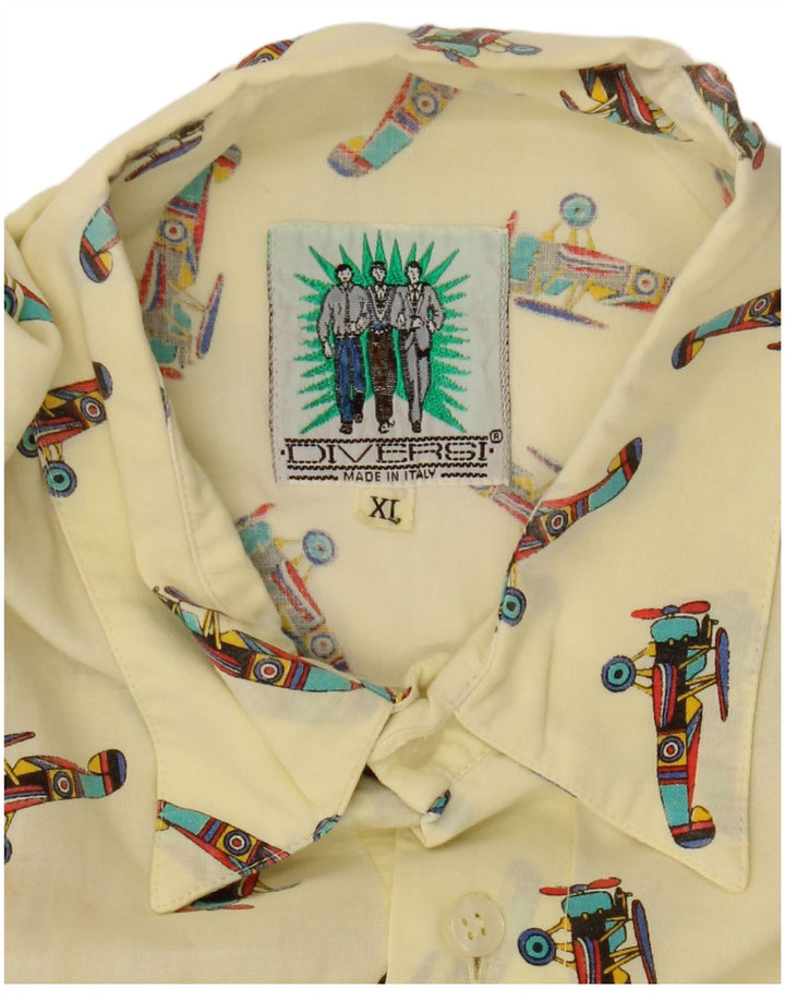 Vintage Herren Grafik Kurzarmshirt XL Gelb