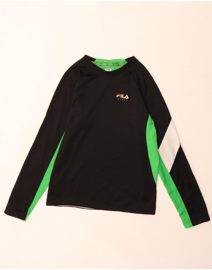 Fila Langarm-Top für Jungen, 13–14 Jahre, XL, Schwarz, Farbblock, Polyester, Sport